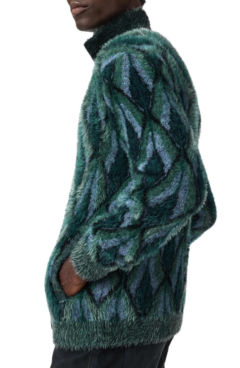 John Varvatos Fardella Abstract Fuzzy Cardigan, Alternate, color, Peacock Blue