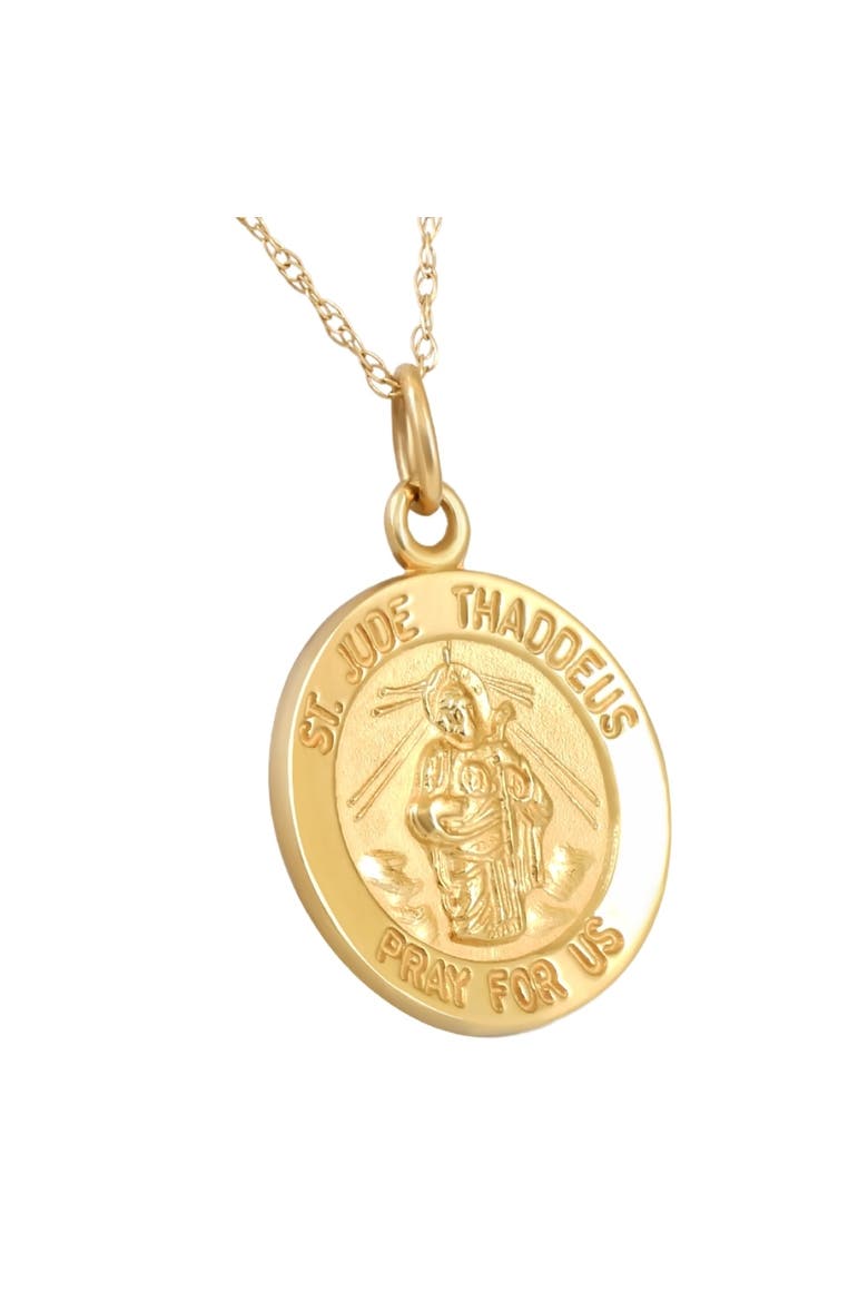 14k Gold St. Jude Thaddeus Medal Pendant 1" Tall 2 Grams, Alternate, color, Yellow Gold