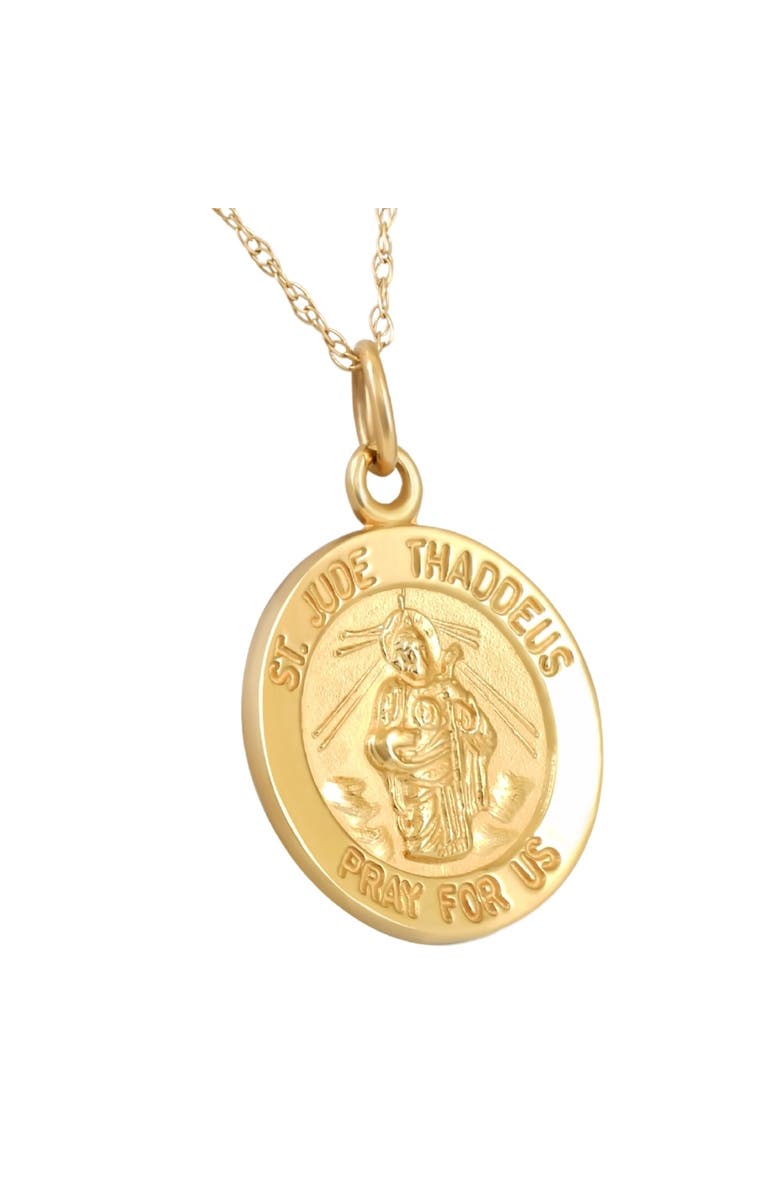 Bliss Diamond 14k Gold St. Jude Thaddeus Medal Pendant 1" Tall 2.5 Grams, Main, color, 