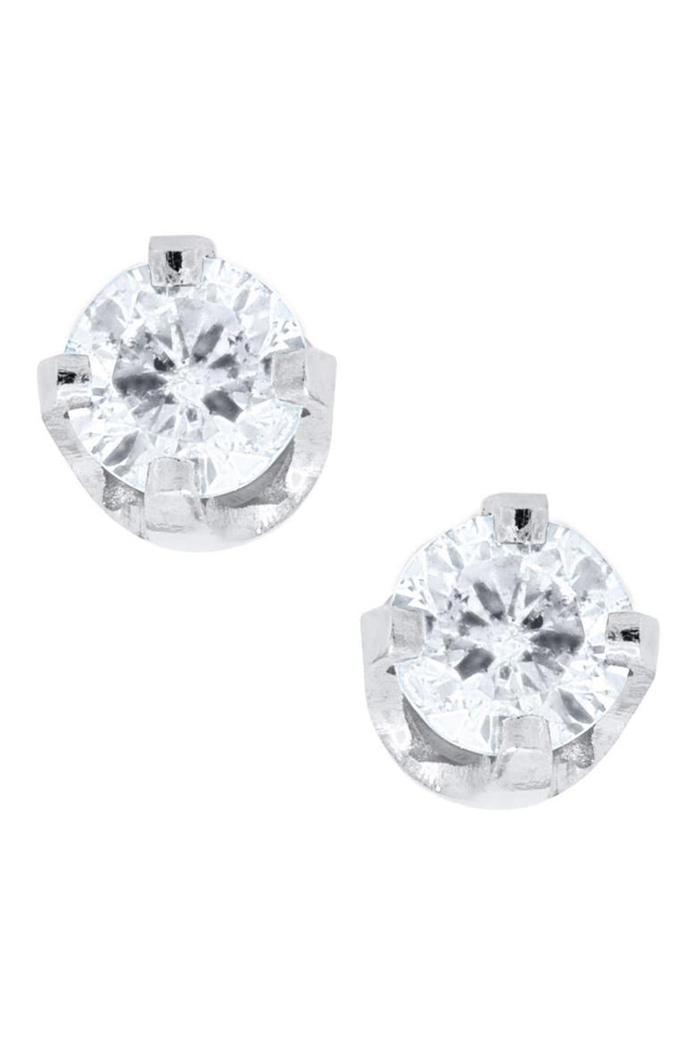 14k White Gold & Diamond Earrings, Main, color, WHITE
