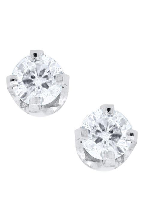 14k White Gold & Diamond Earrings (Baby Girls)