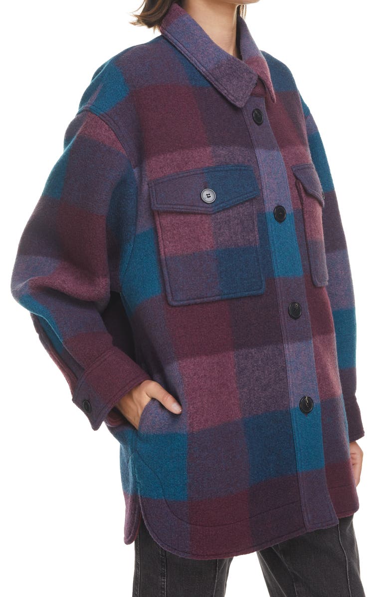 Isabel Marant Étoile Harveli Buffalo Check Shirt Jacket, Alternate, color, Dark Plum