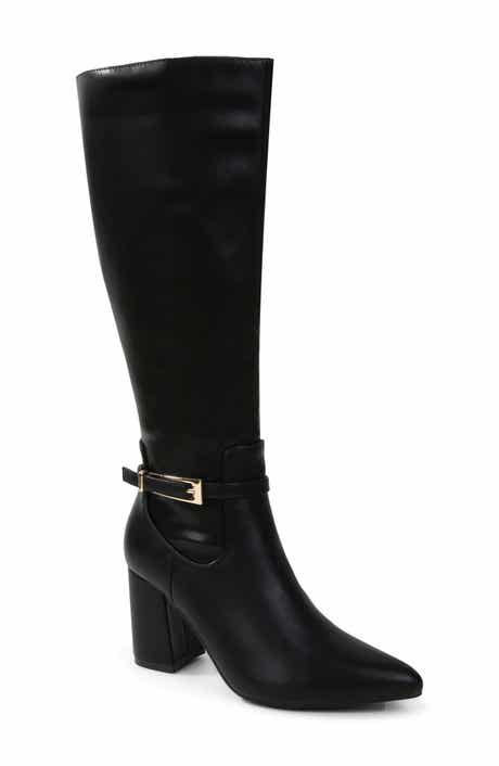 Mina Faux Leather Block Heel Riding Boot