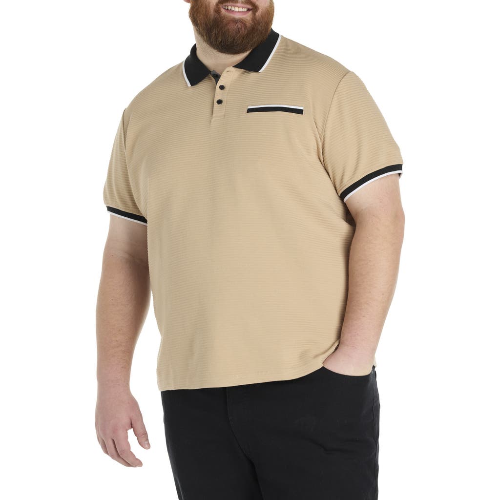 True Nation By Dxl Big & Tall Tipped Polo Shirt In Taupe