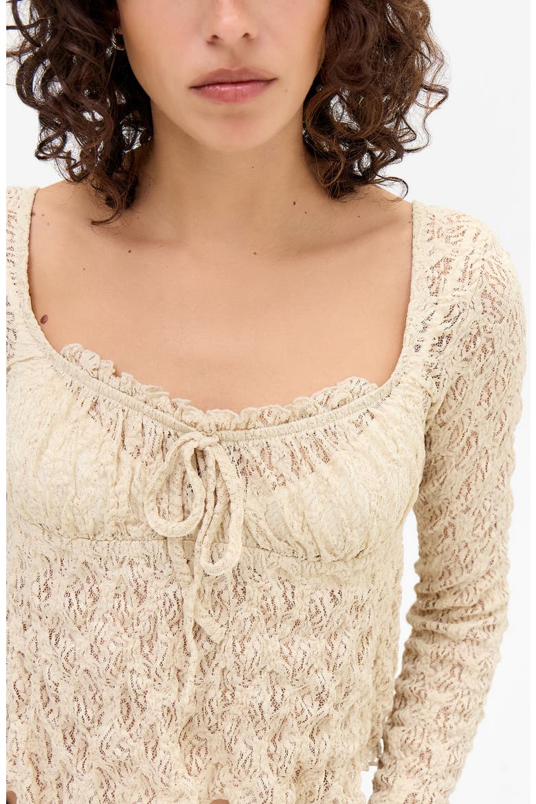 Piper Handkerchief Hem Lace T-Shirt, Alternate, color, CREAM