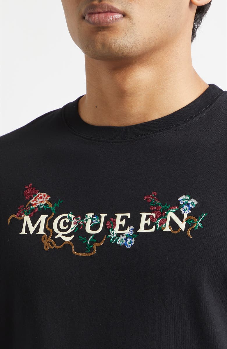 McQueen Embroidered Logo T-Shirt, Alternate, color, Black / Multicolour