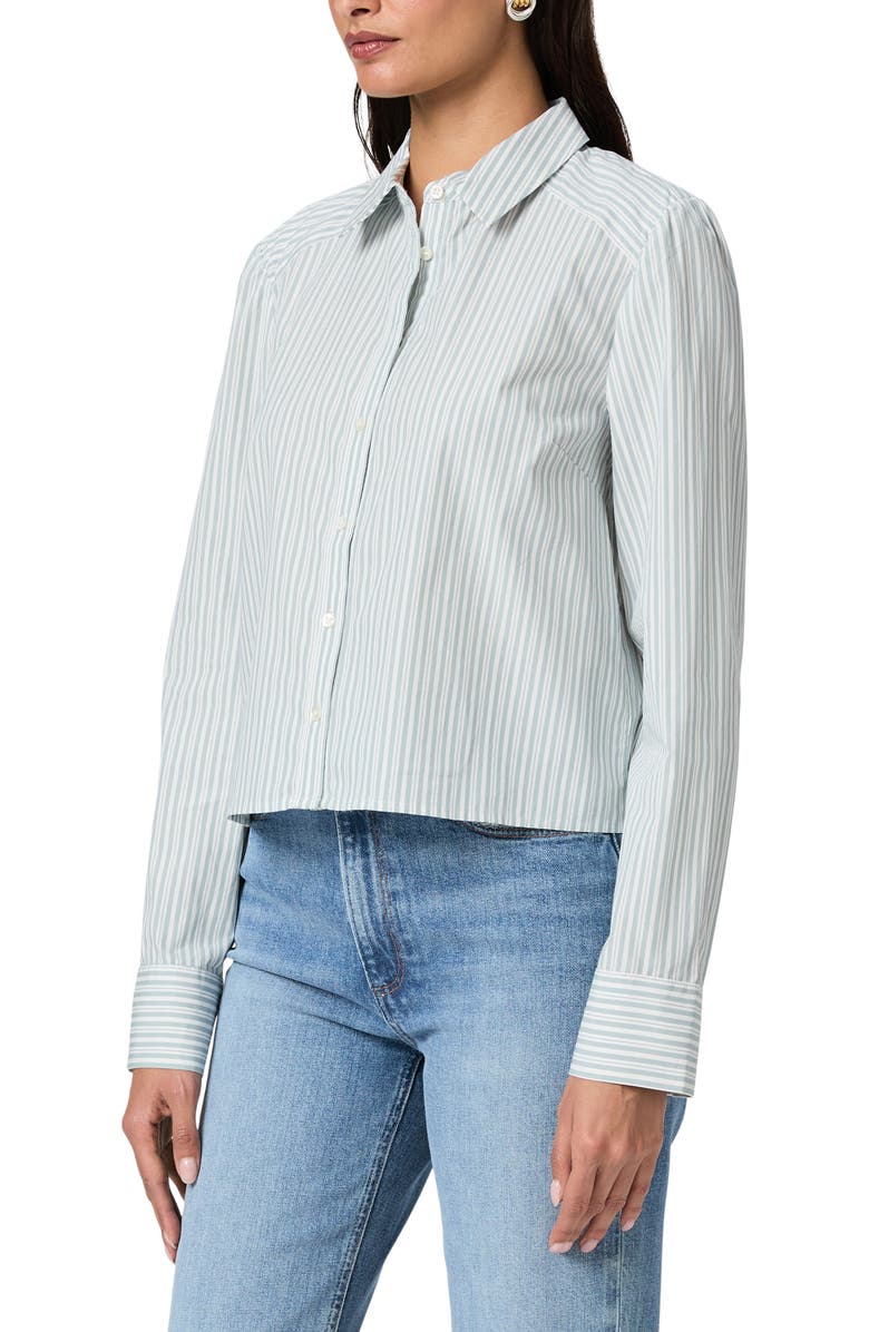 PAIGE Hettie Stripe Cotton Button-Up Shirt, Alternate, color, Surf/White