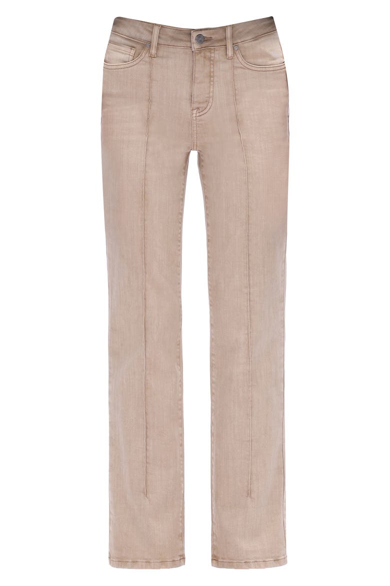 Seamed High Waist Straight Leg Jeans, Alternate, color, KHAKI