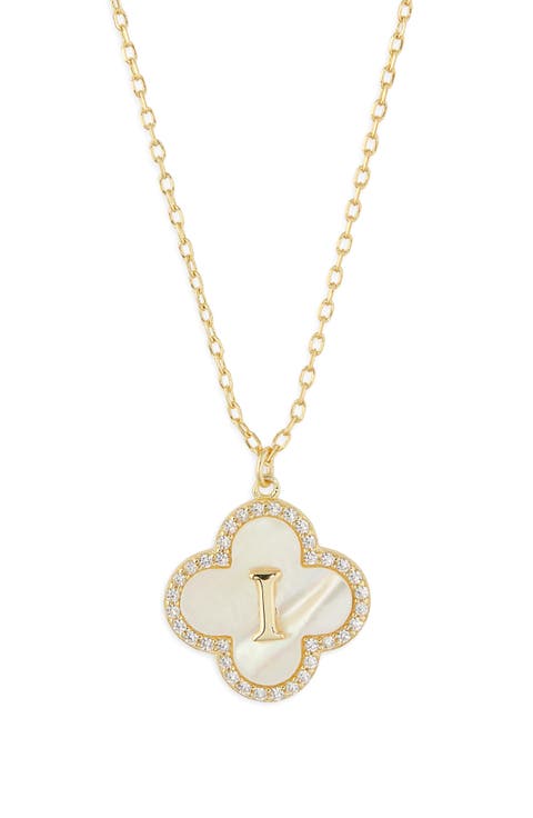 Clover Mother-of-Pearl Initial Pendant Necklace