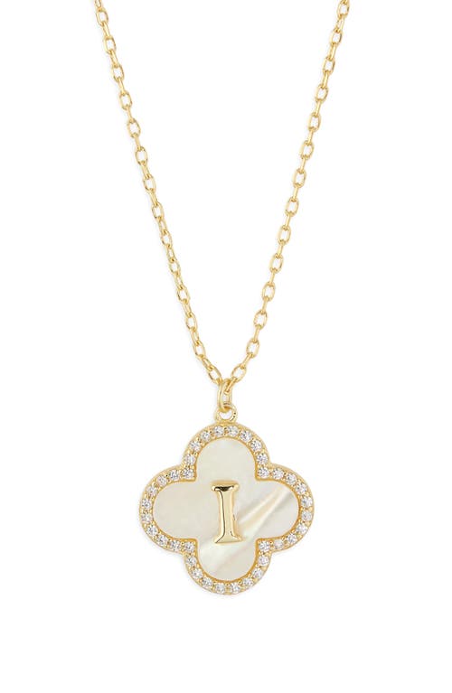 Argento Vivo Sterling Silver Clover Mother-of-pearl Initial Pendant Necklace In Gold
