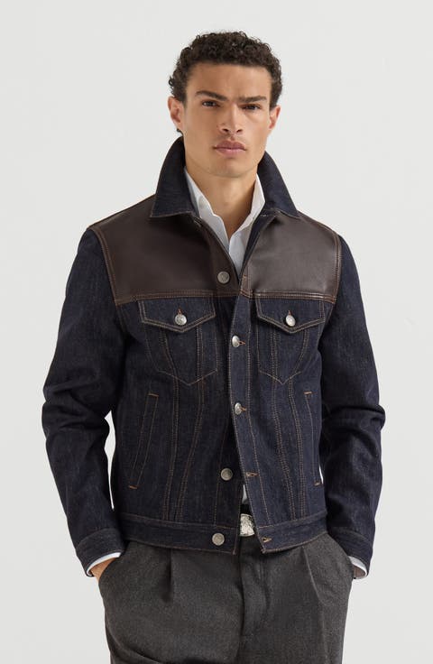 Paneled no-fade denim four-pocket jacket