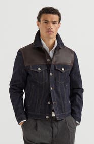 Brunello Cucinelli Paneled no-fade denim four-pocket jacket