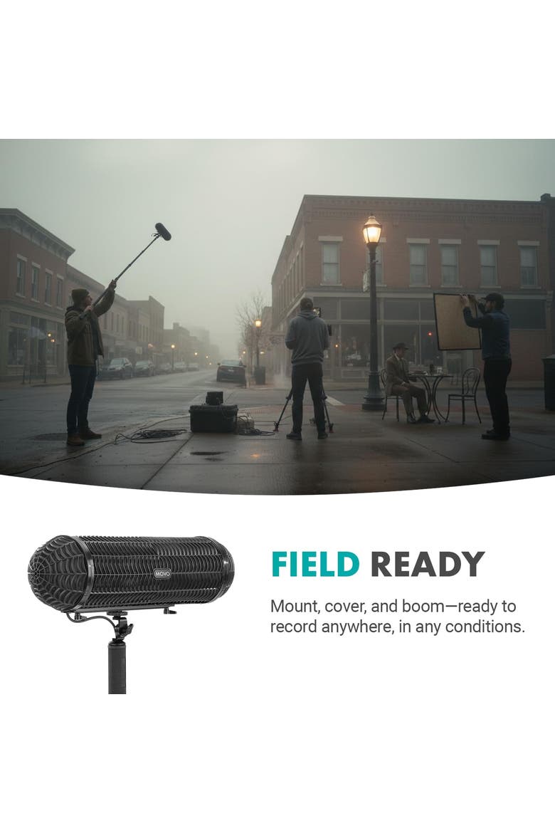 Location Sound Production Bundle with 9.8-Foot Boom Pole and Blimp Windscreen for Shotgun Microphones, Alternate, color, Black