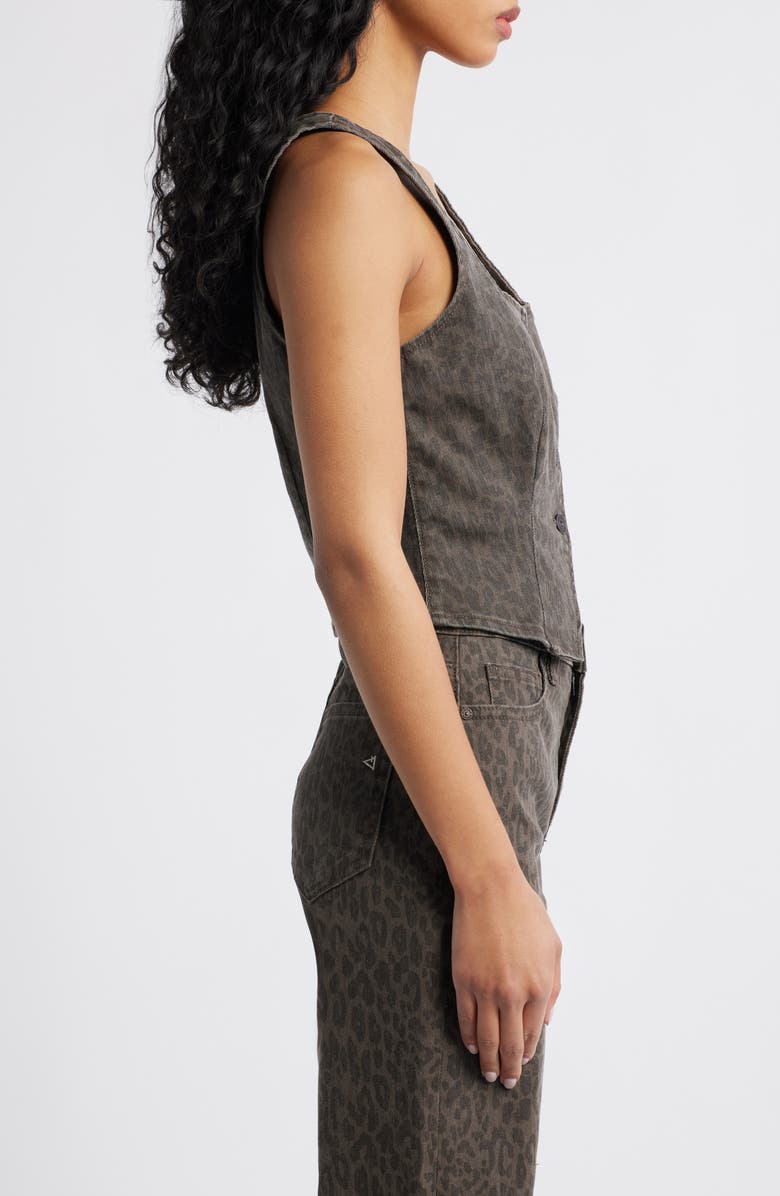 HIDDEN JEANS Cheetah Print Denim Vest, Alternate, color, Brown