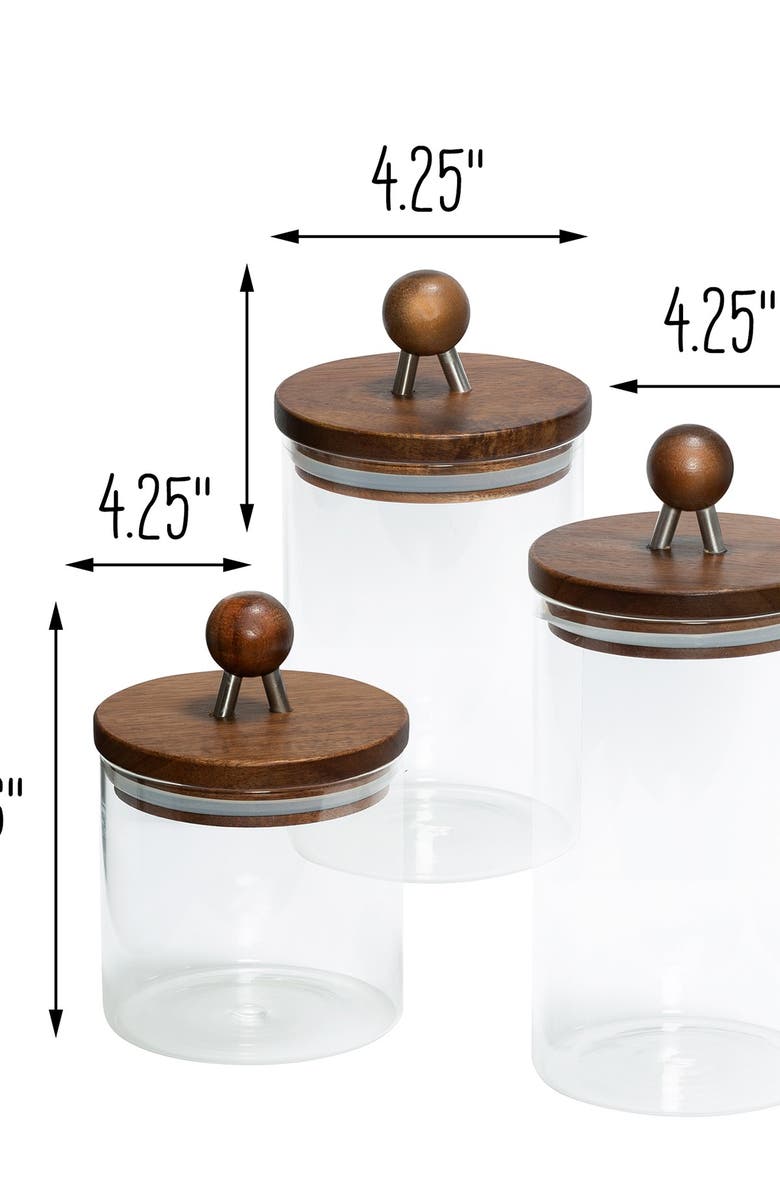 HONEY-CAN-DO Acacia Glass Canisters - Set of 3, Alternate, color, 