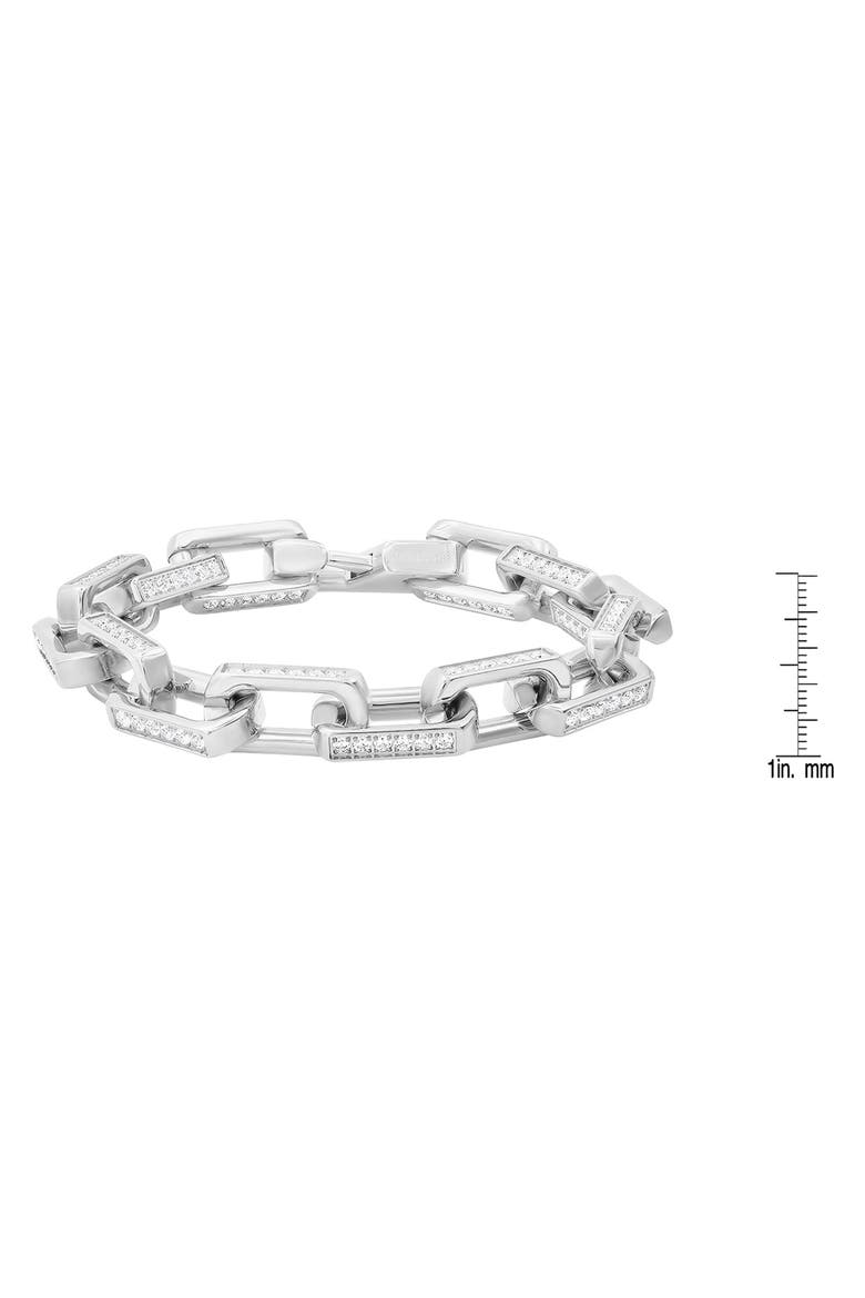 18k Gold Plated Stainless Steel Cubic Zirconia Chain Bracelet, Alternate, color, SILVER