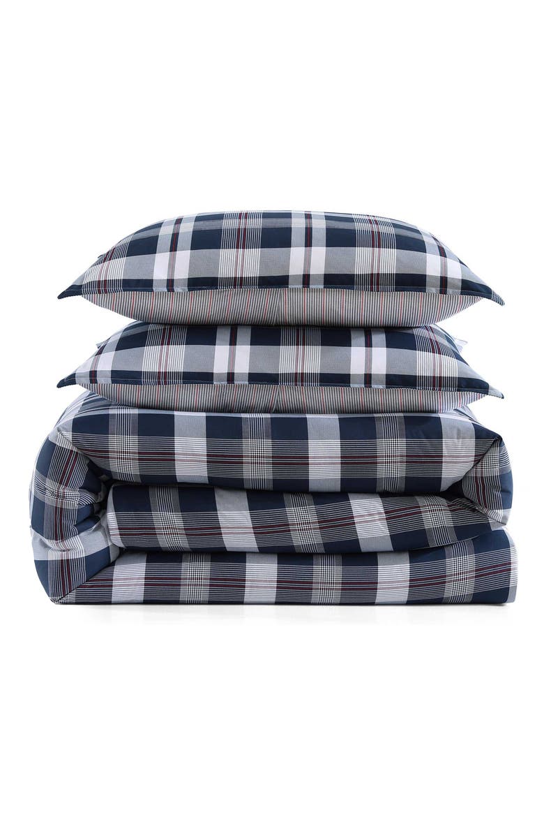 Dream Madras Cotton Percale Comforter & Shams Set, Main, color, DARK BLUE