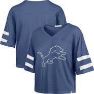 '47 Women's '47 Blue Detroit Lions Premier Scout Cropped V-Neck T-Shirt