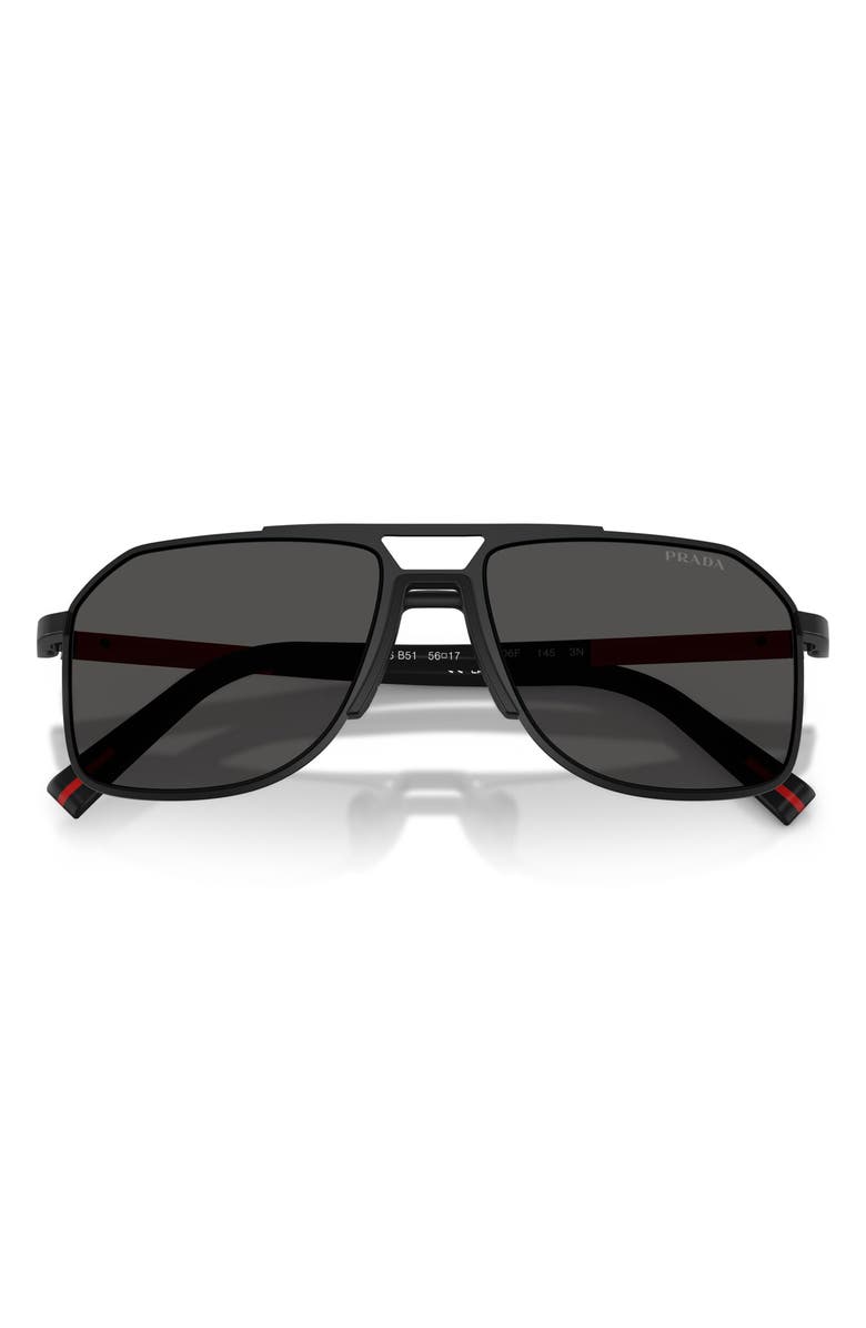 Prada Linea Rossa 56mm Pilot Sunglasses, Alternate, color, Matte Black / Dark Grey