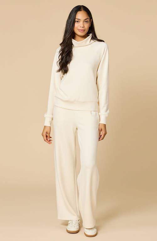 Softies Athleisure Mock Neck And Pleated Pant Set In Neutral