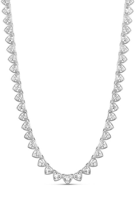 Bezel Set Heart Tennis Necklace