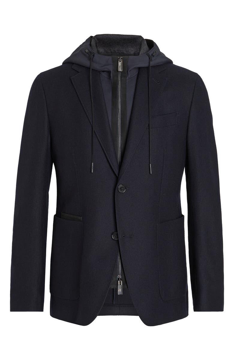 ZEGNA Trofeo Wool & Cashmere Sport Coat with Removable Hooded Dickey, Alternate, color,