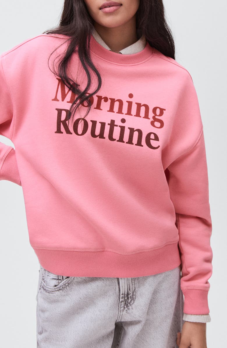 MANGO TEEN Oversize Graphic Sweatshirt, Main, color, Pink