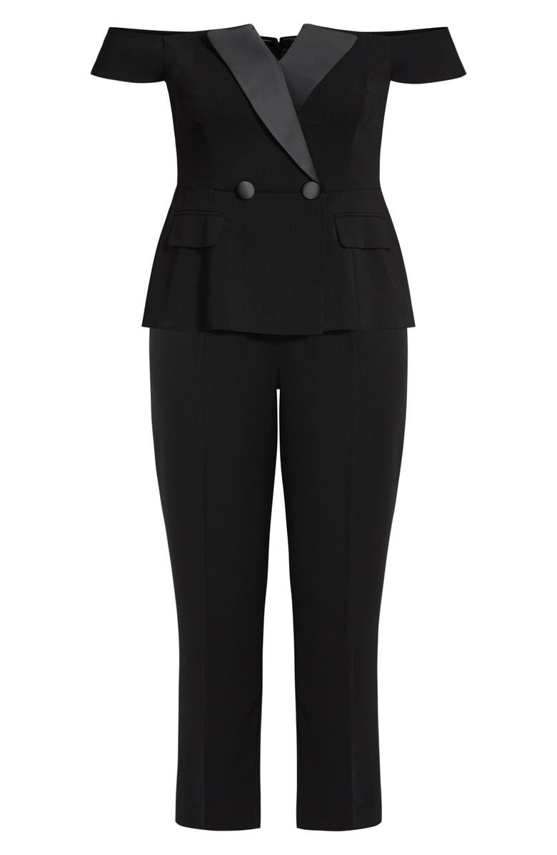 City Chic Sexy Off the Shoulder Jumpsuit, Alternate, color,