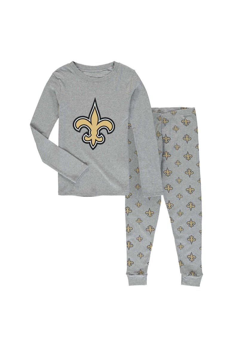 Preschool Heathered Gray New Orleans Saints Long Sleeve T-Shirt & Pants Sleep Set, Main, color, Gray