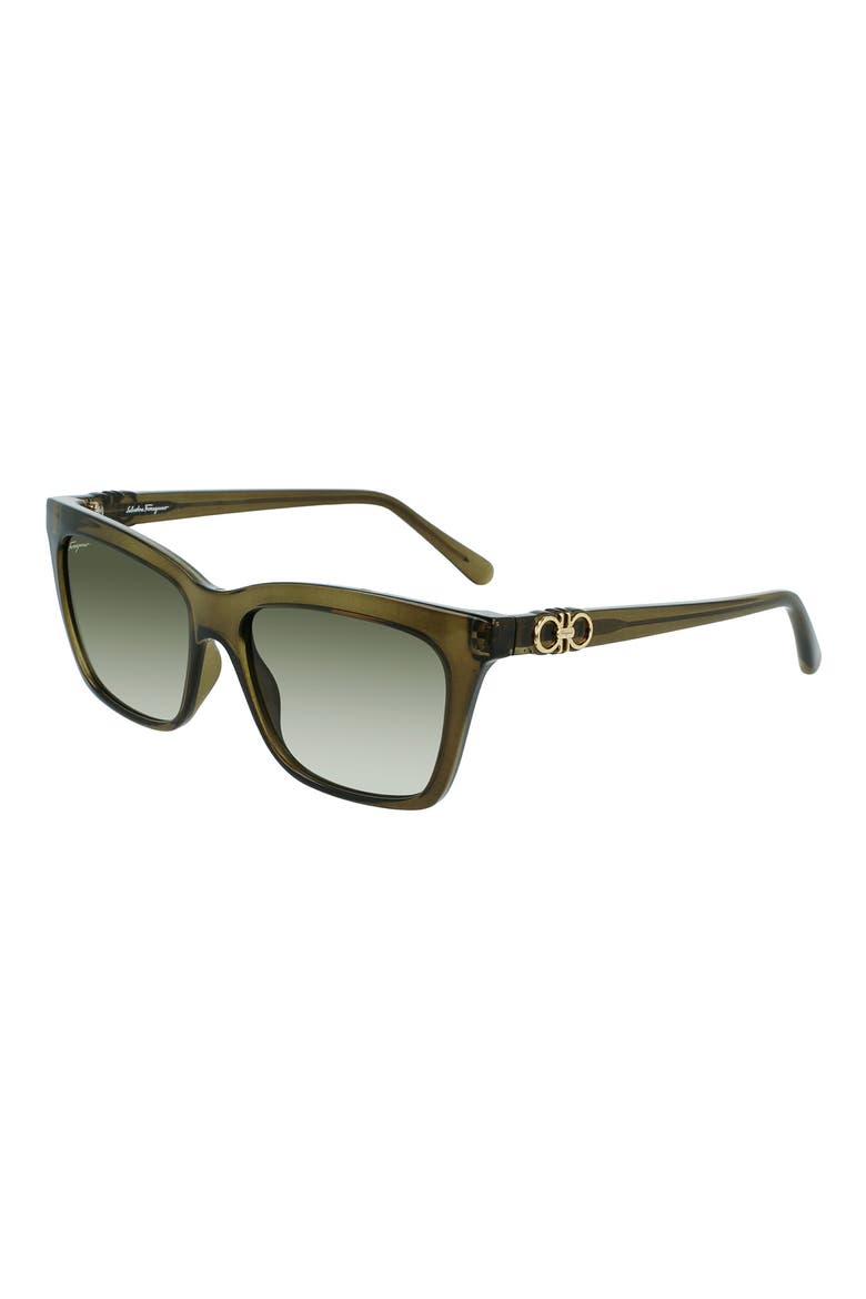 Gancini 54mm Rectangular Sunglasses, Alternate, color, GREEN