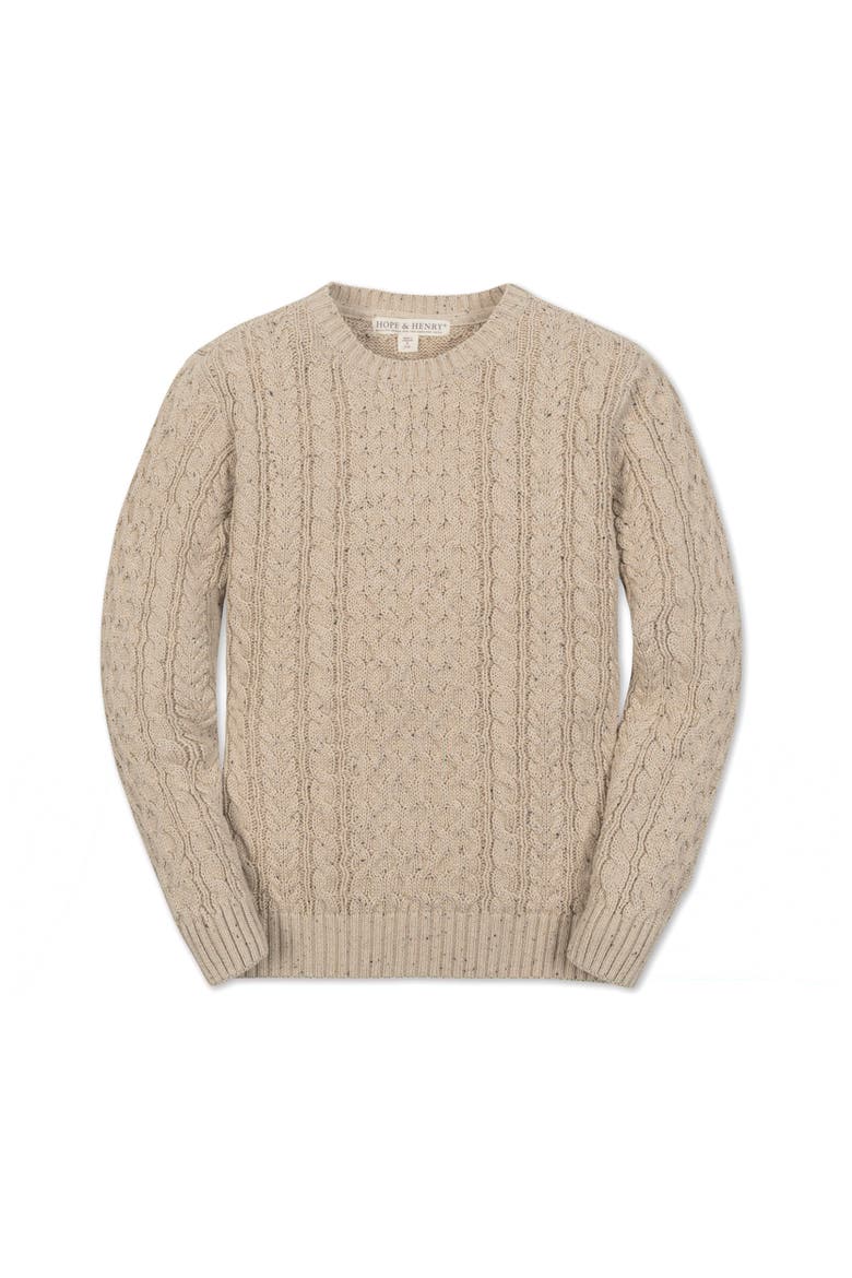 Kids' Organic Cable Knit Fisherman Sweater, Main, color, Natural Fleck