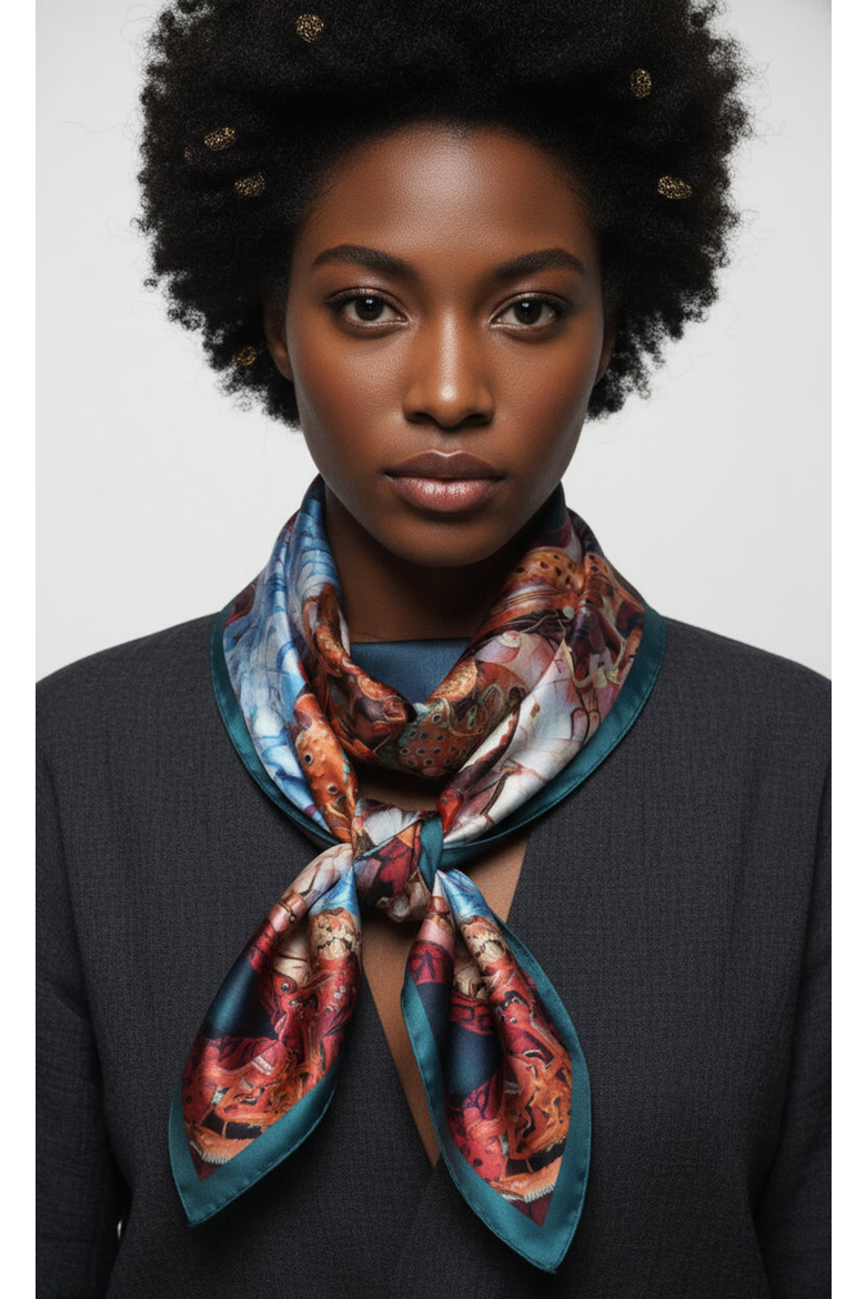 The Mystic Journey Afrofuturism Extra Large Silk Scarf, Alternate, color, Multicolor