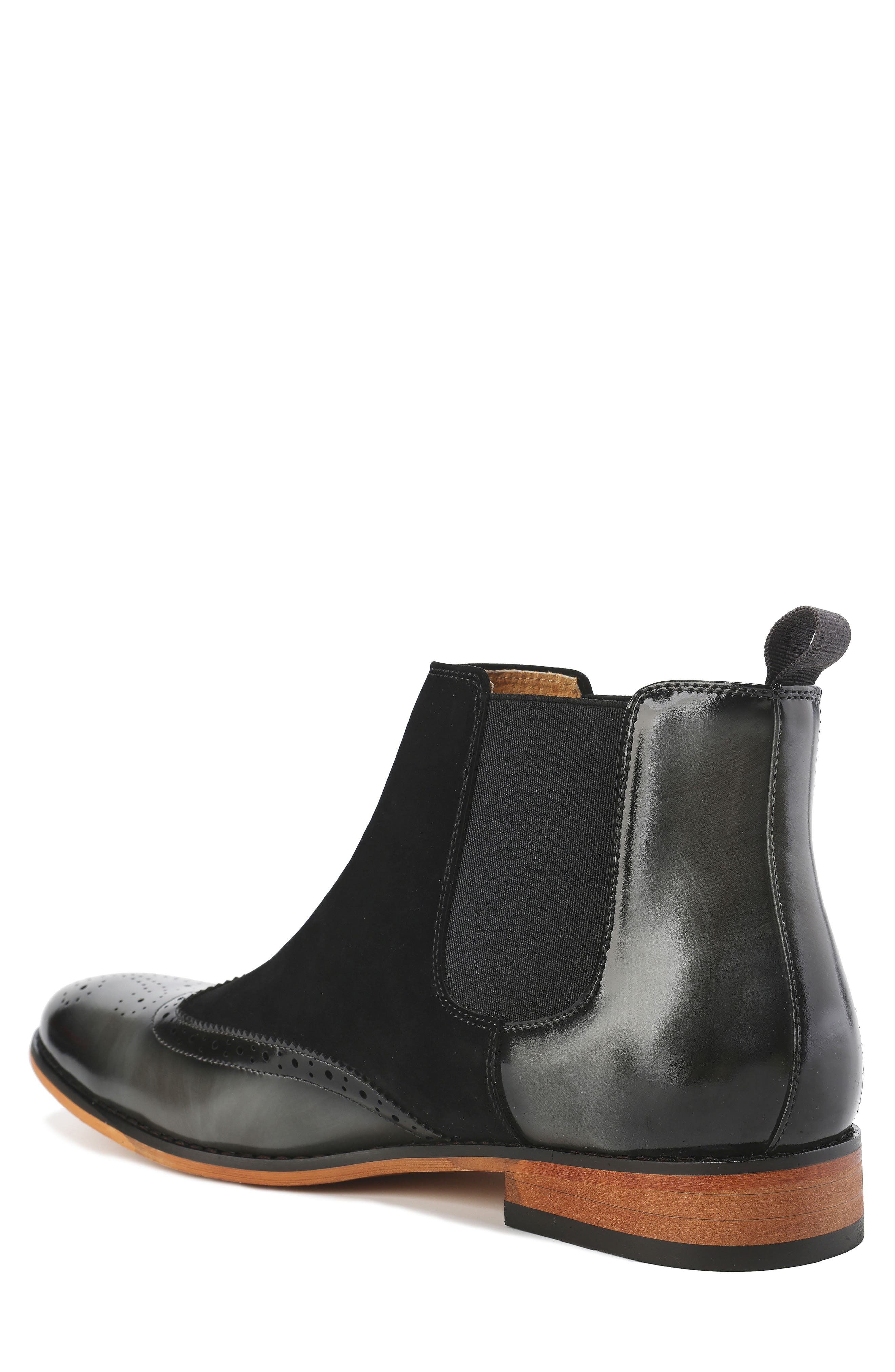 Gino Vitale Wingtip Brogue Two-Tone Chelsea Boot, Alternate, color, Gray/Black