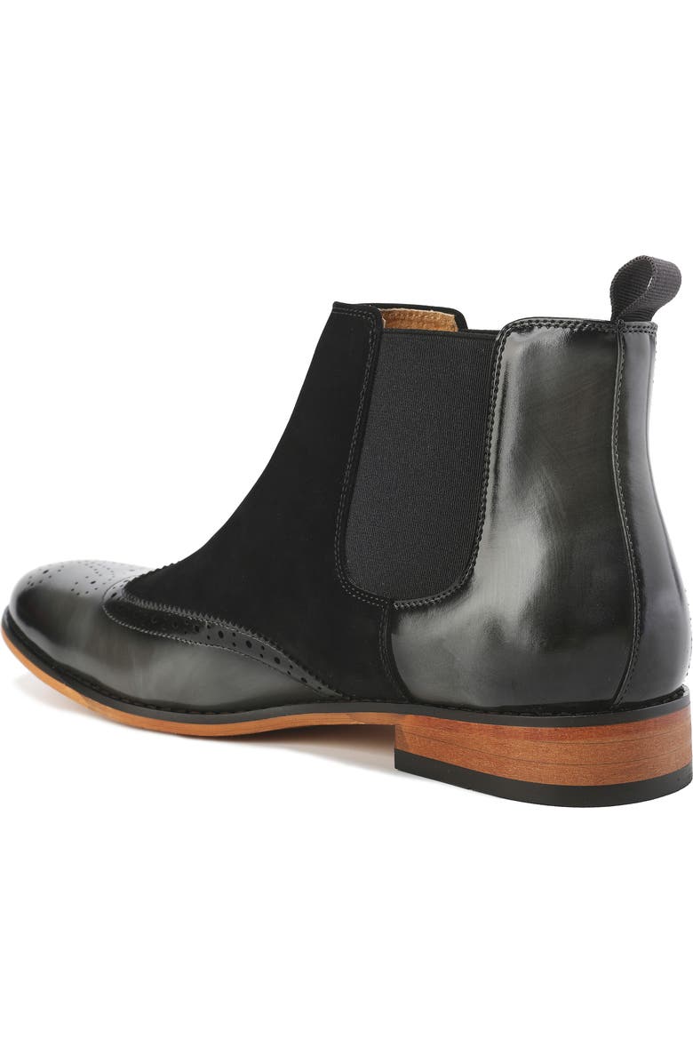 Gino Vitale Wingtip Brogue Two-Tone Chelsea Boot, Alternate, color, Gray/Black