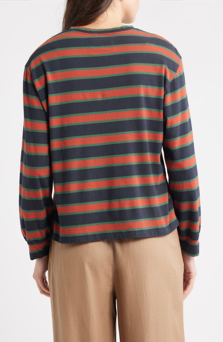 THE GREAT. The Campus Crew Stripe T-Shirt, Alternate, color, Navy Bridle Stripe