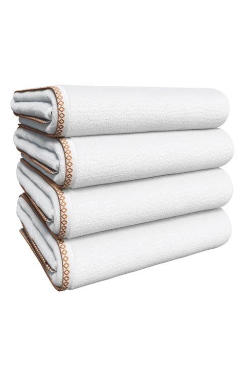 Border Stitch 4-Piece Cotton Bath Towels