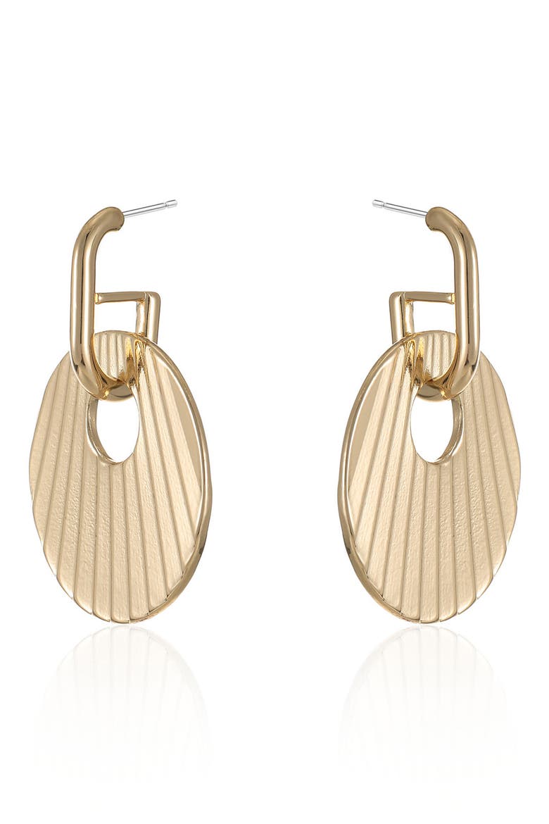 Pleated Circle Drop Earrings, Alternate, color, GOLD