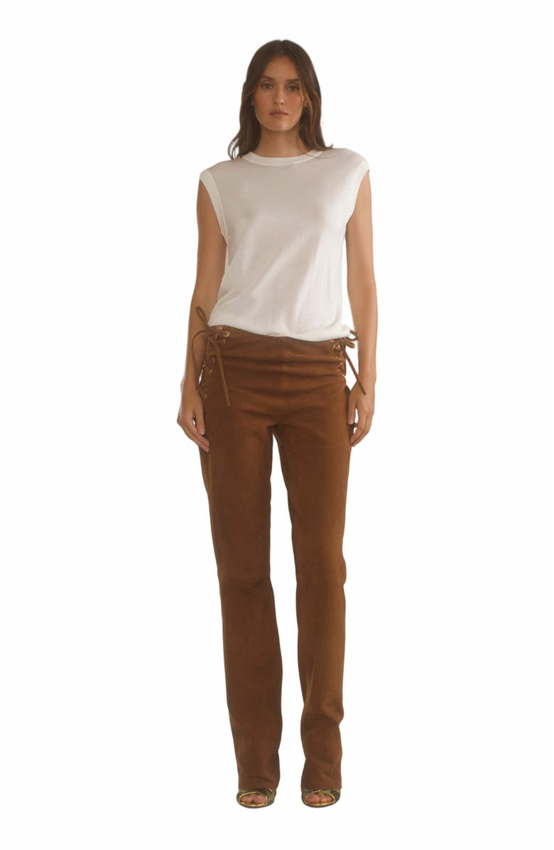 Cynthia Rowley SIDE LACING SUEDE PANTS, Main, color, 