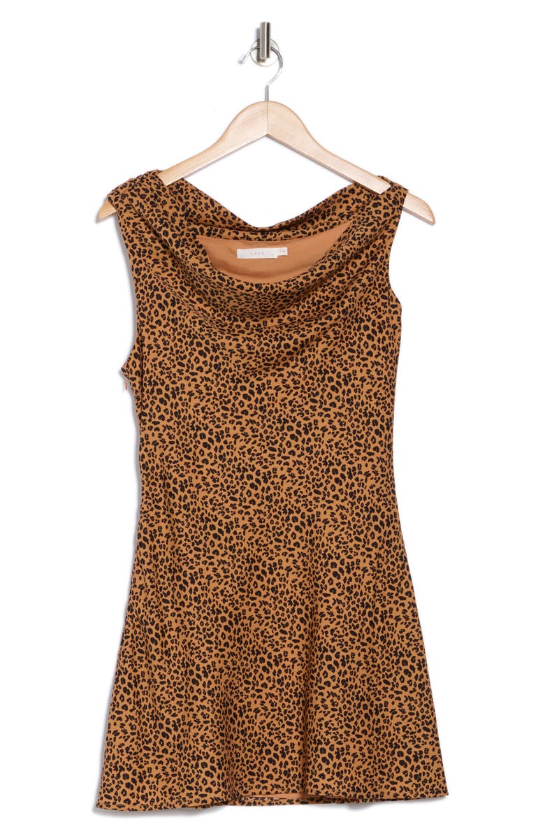 Lush Draped One Shoulder Minidress, Alternate, color, Brown Leopard