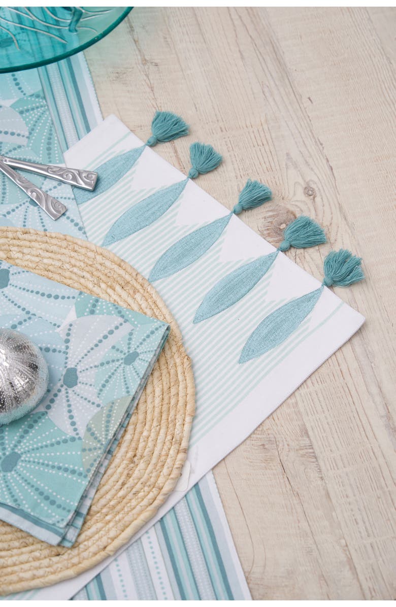 C&F Home Tassel and Stripes Fish Placemats Machine Washable Set of 6, Alternate, color, Blue
