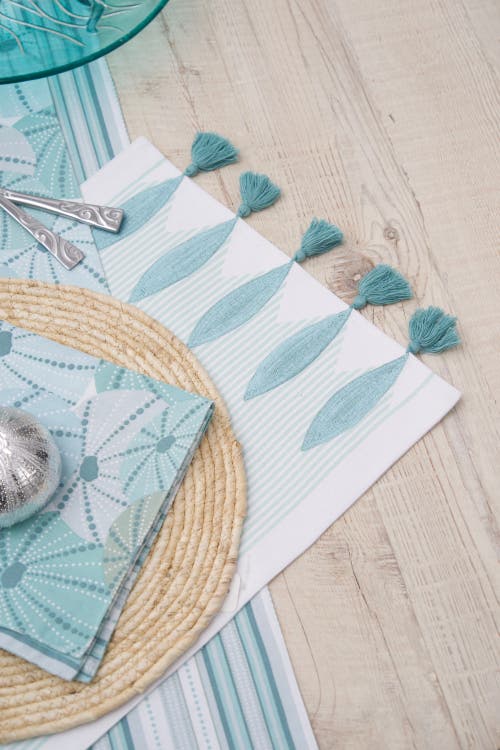 C & F Home C&f Home Tassel And Stripes Fish Placemats Machine Washable Set Of 6 In Blue