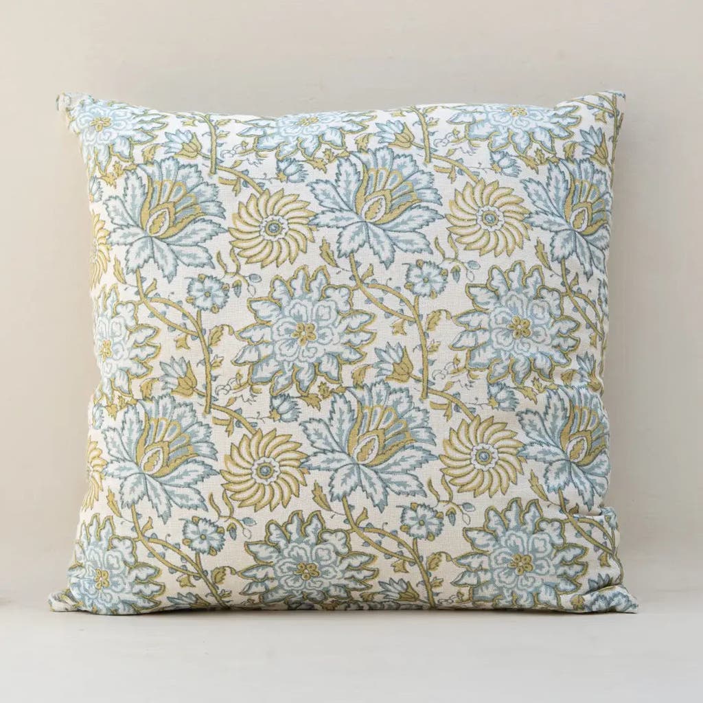 Mela Artisans Bloom Blockprint Pillow In Blue