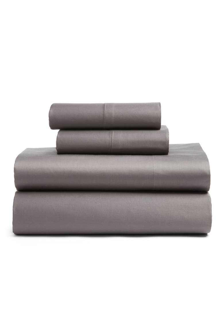 460 Thread Count Cotton Sateen Sheet Set, Main, color, GREY PEARL