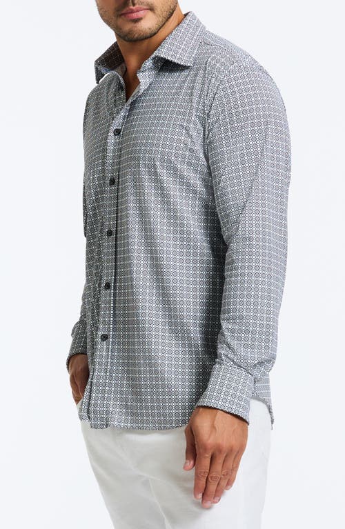 Robert Graham Gresham Classic Fit Geo Print Knit Button-up Shirt In Black
