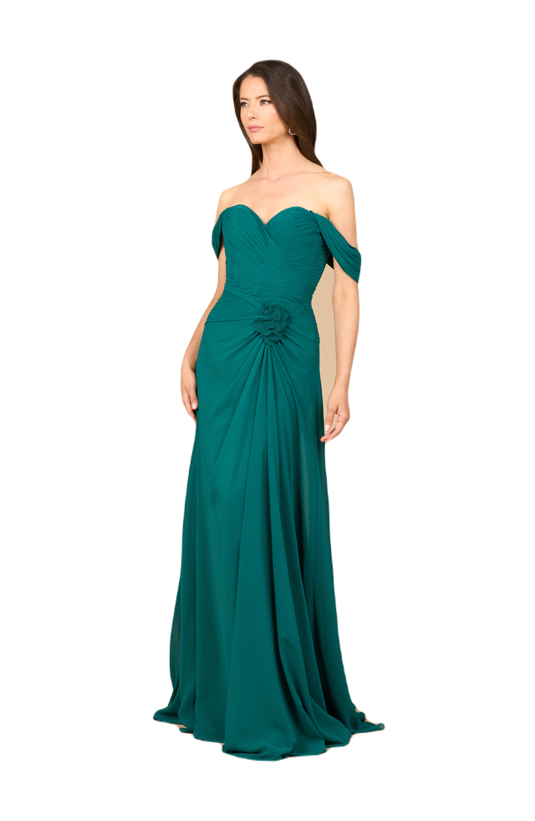 LARA New York Off Shoulder Chiffon Dress, Main, color, Emerald Green