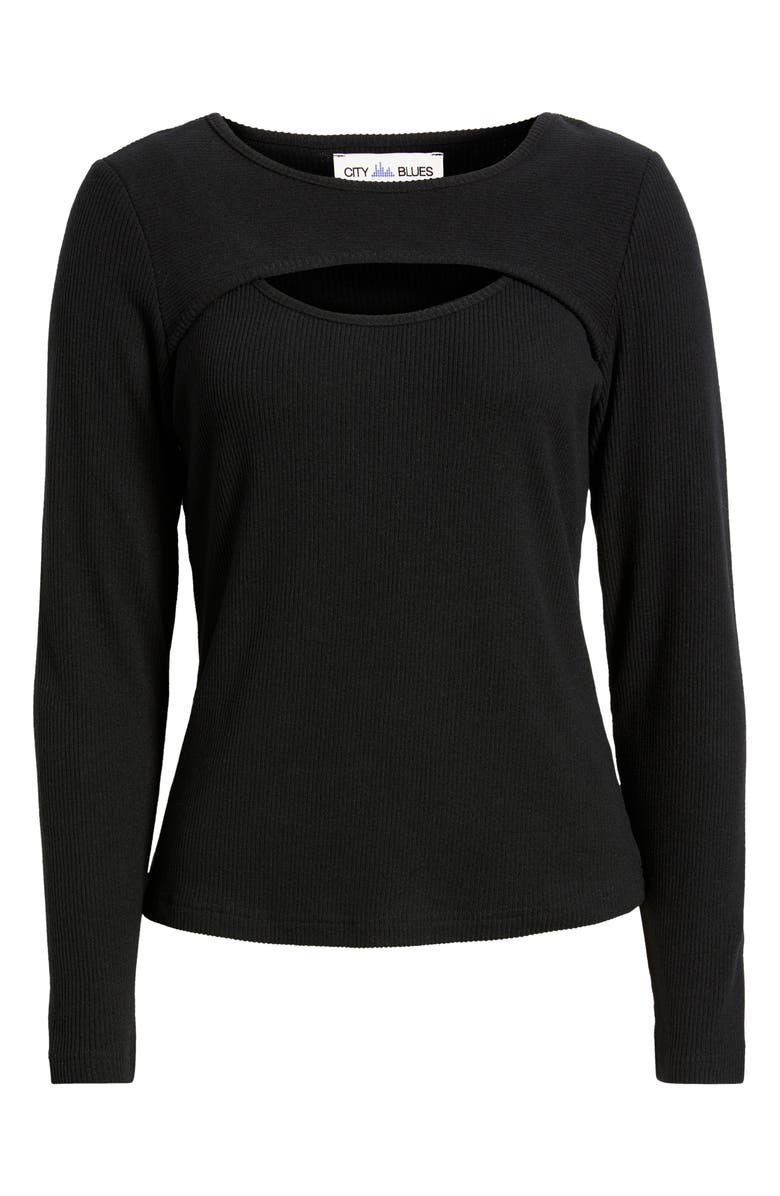 CITY BLUES Cutout Rib Top, Alternate, color, Black