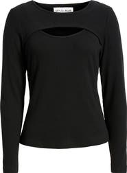 CITY BLUES Cutout Rib Top