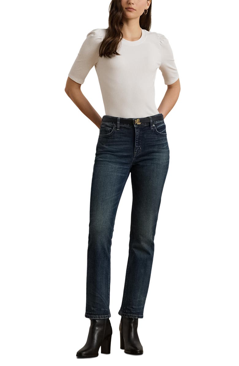 Lauren Ralph Lauren Puff Sleeve Rib Knit Top, Alternate, color,