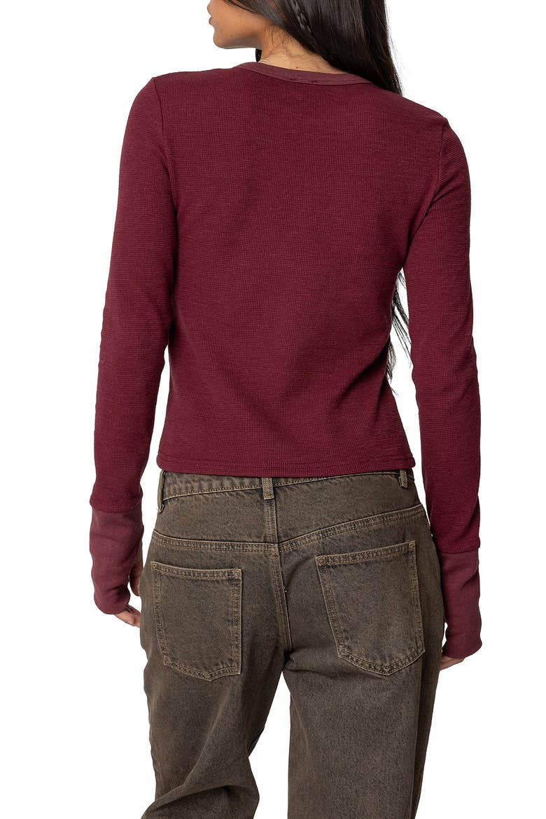 Waffle Long Sleeve T-Shirt, Alternate, color, BURGUNDY