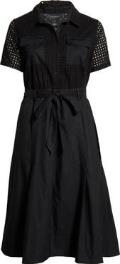 Halogen® Eyelet Embroidery Midi Shirtdress